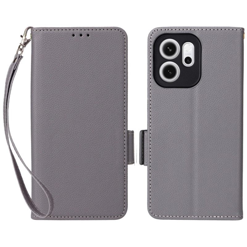 Flip Case Leren Oppo Reno 14f 5g Draagkoord Van Imitatieleer