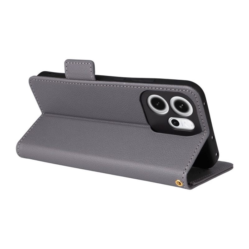 Flip Case Leren Oppo Reno 14f 5g Draagkoord Van Imitatieleer