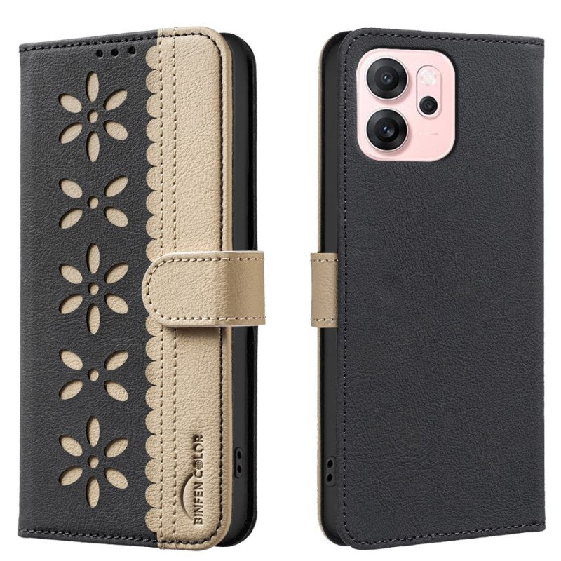 Folio-hoesje Oppo Reno 14f 5g Telefoonhoesje Bloemenprint (binfen-kleur)