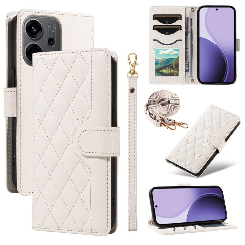 Folio-hoesje Oppo Reno 14f 5g Telefoonhoesje Gewatteerd Met Riempje En Schouderriem