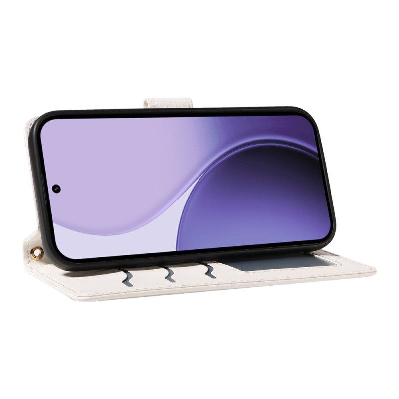 Folio-hoesje Oppo Reno 14f 5g Telefoonhoesje Gewatteerd Met Riempje En Schouderriem