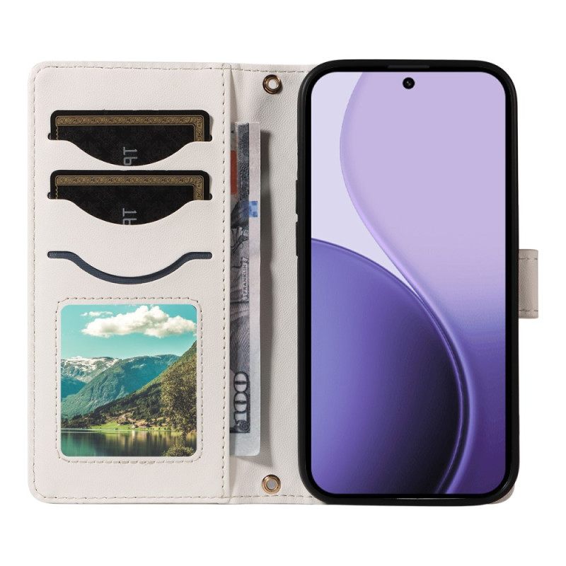 Folio-hoesje Oppo Reno 14f 5g Telefoonhoesje Gewatteerd Met Riempje En Schouderriem