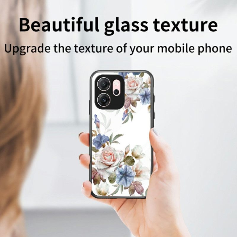 Hoesje Oppo Reno 14f 5g Bloemenpatroon Gehard Glas