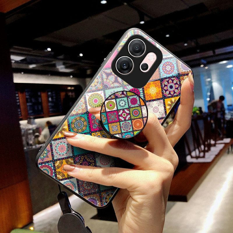 Hoesje Oppo Reno 14f 5g Patchwork Standaard En Draagkoord