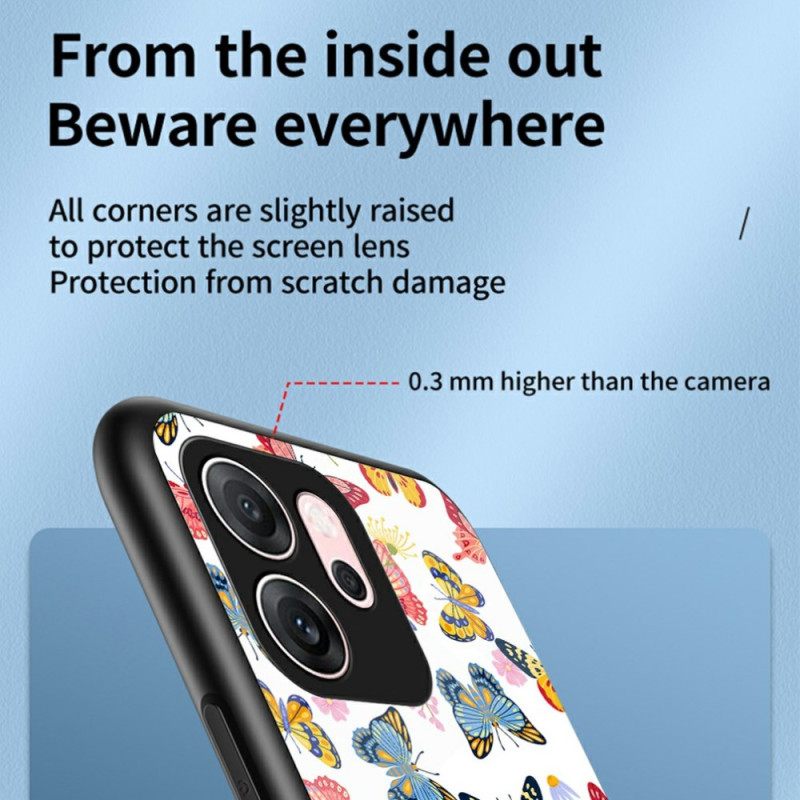 Hoesje Voor Oppo Reno 14f 5g Vlinder Gehard Glas