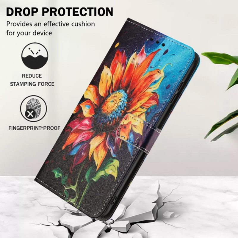 Leren Hoesje Oppo Reno 14f 5g Zonnebloempatroon