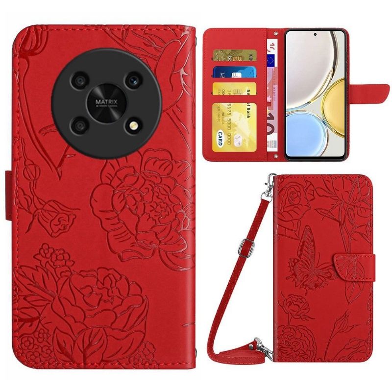 Folio-hoesje voor Honor Magic 4 Lite Illustratie Van Vlinder En Bloemen