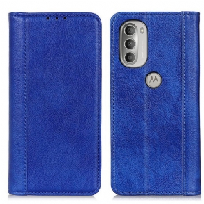 Bescherming Hoesje voor Moto G51 5G Folio-hoesje Elegantie Split Litchi Leer