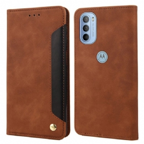Bescherming Hoesje voor Moto G51 5G Folio-hoesje Tweekleurig Zakelijk Leereffect