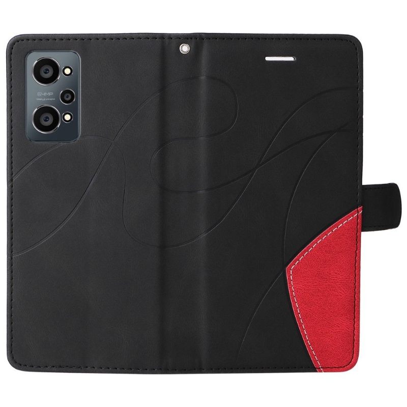 Leren Hoesje voor Realme GT Neo 3T / Neo 2 Bescherming Bicolor Artistiek