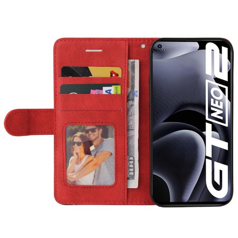 Leren Hoesje voor Realme GT Neo 3T / Neo 2 Bescherming Bicolor Artistiek