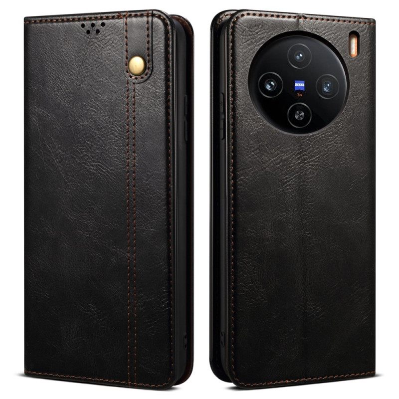 Folio-hoesje Vivo X100 Pro Telefoonhoesje Gewaxt Kunstleer