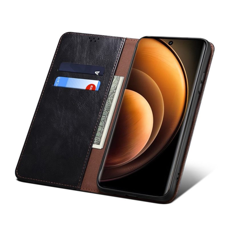 Folio-hoesje Vivo X100 Pro Telefoonhoesje Gewaxt Kunstleer