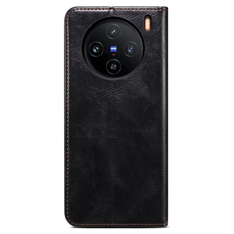 Folio-hoesje Vivo X100 Pro Telefoonhoesje Gewaxt Kunstleer