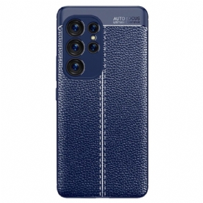 Hoesje voor Samsung Galaxy S23 Ultra 5G Dubbellijnig Litchi-leereffect