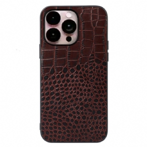 Hoesje voor iPhone 14 Pro Max Echt Leer Met Krokodiltextuur