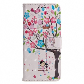 Leren Hoesje voor iPhone 14 Pro Max Gelukkig Schommelen