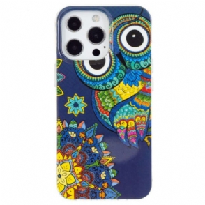 Hoesje voor iPhone 15 Pro Fluorescerende Uil