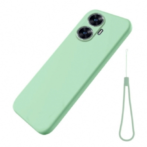 Cover Hoesje Realme C55 Telefoonhoesje Vloeibare Siliconen Met Bandje