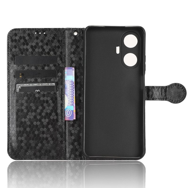 Flip Case Leren Realme C55 Glanzende Stippen Met Bandje