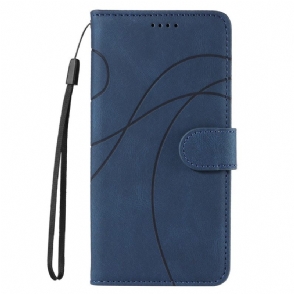 Flip Case Leren Realme C55 Golvende Lijnen Met Koord