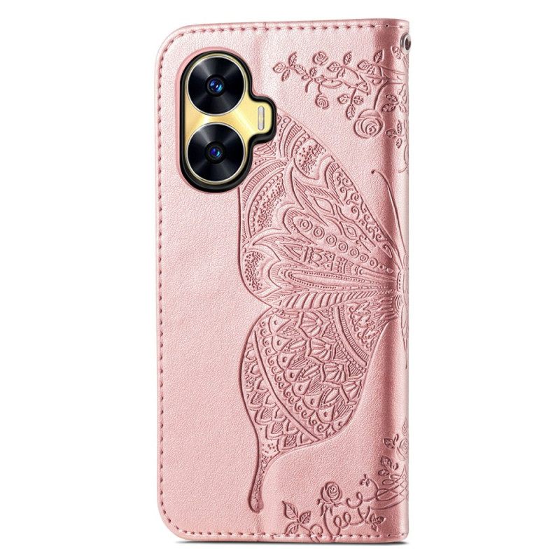 Folio-hoesje Realme C55 Telefoonhoesje Barok Vlinderbandje