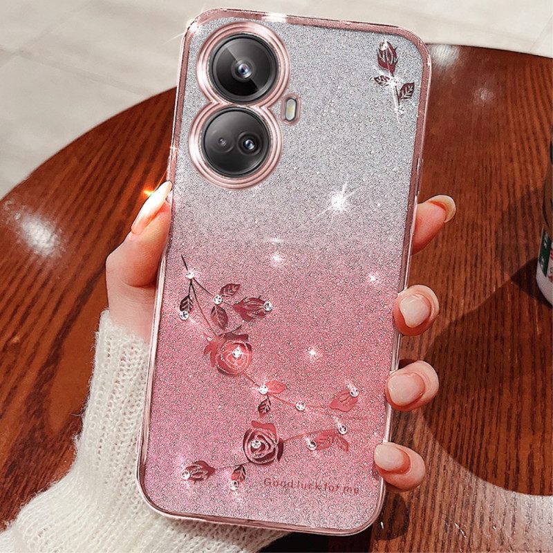 Hoesje Realme C55 Kadem Bloemen En Strass-steentjes