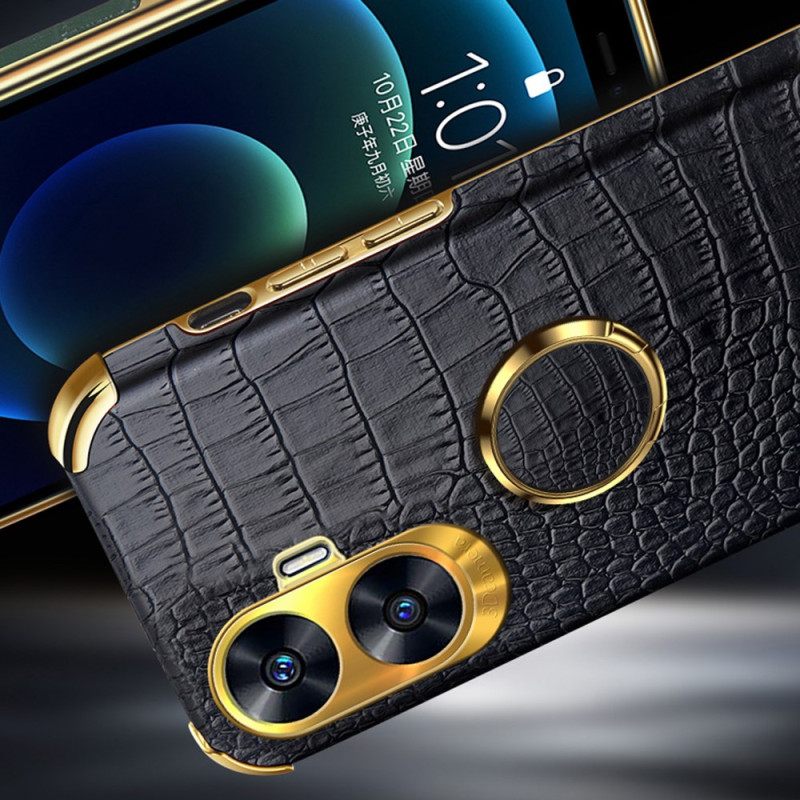 Hoesje Realme C55 Krokodillenleertextuur Met Ring Houder