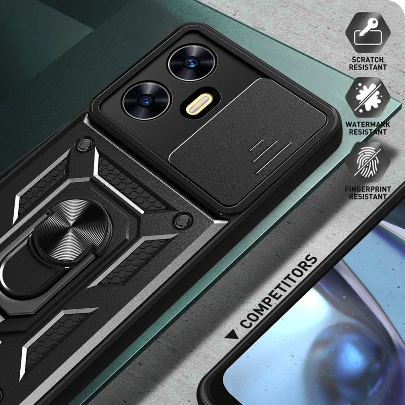 Hoesje Realme C55 Ringhouder En Verschuifbare Lensbeschermer