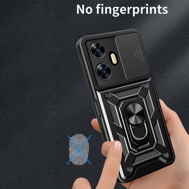 Hoesje Realme C55 Ringhouder En Verschuifbare Lensbeschermer