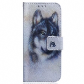 Leren Hoesje Realme C55 Aquarel Wolf
