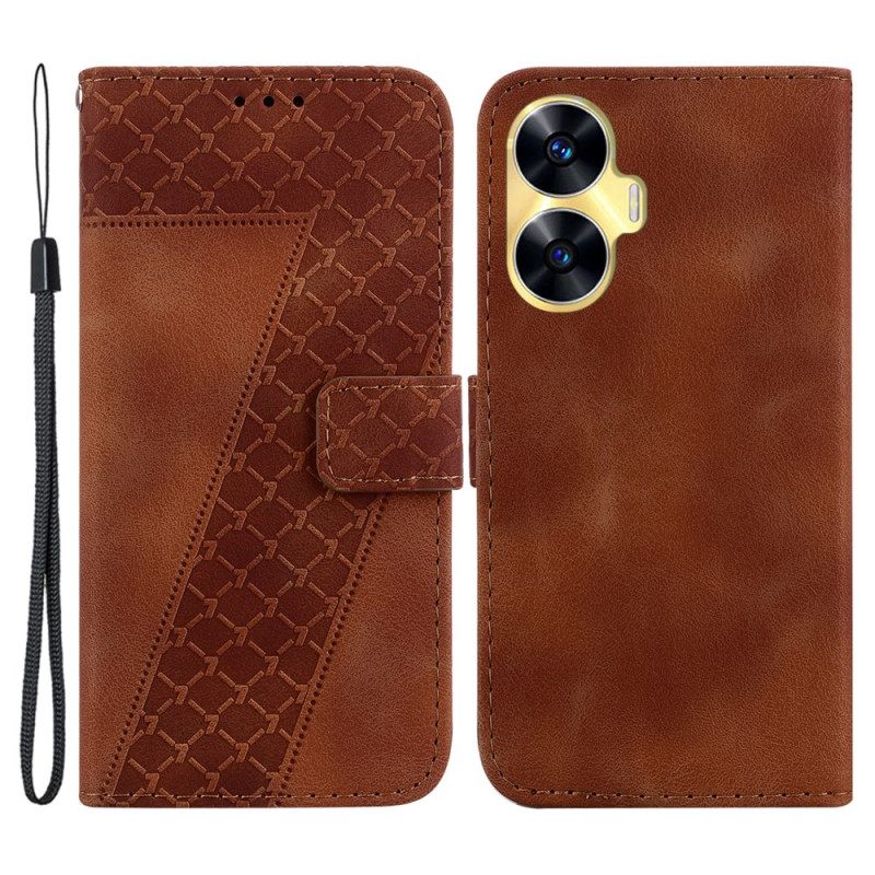 Leren Hoesje Realme C55 Model 7 Met Bandje Bescherming Hoesje