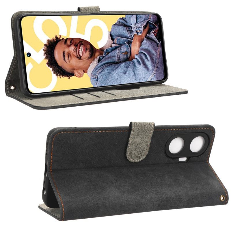 Leren Hoesje Realme C55 Rfid-blokkerende Portemonnee Met Bandje