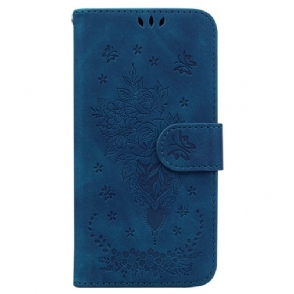 Leren Hoesje Realme C55 Rozen En Vlinders Patroon Bescherming Hoesje