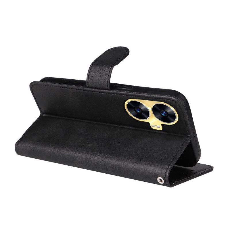 Leren Hoesje Voor Realme C55 Bandje Met Leerstructuur