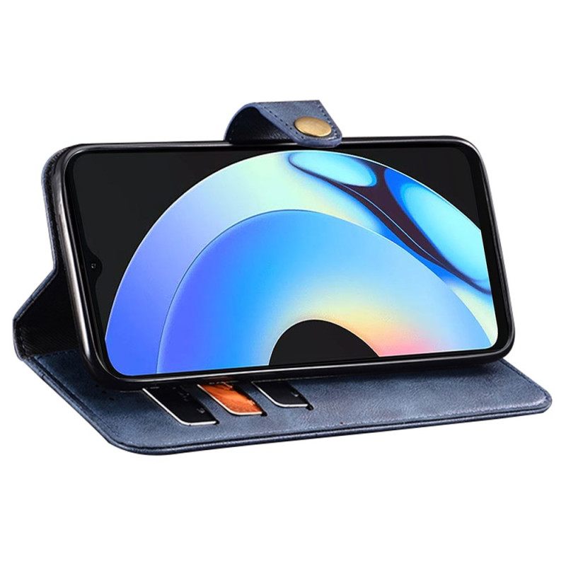 Leren Hoesje Voor Realme C55 Idewei Gouden Knopen