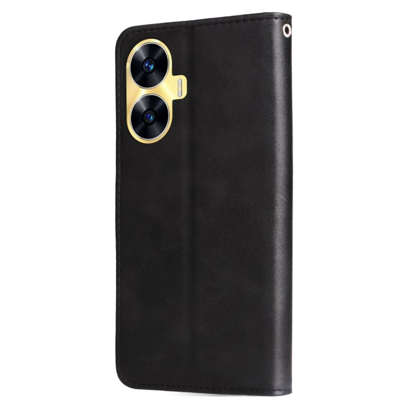 Leren Hoesje Voor Realme C55 Muntvakje Aan De Voorkant