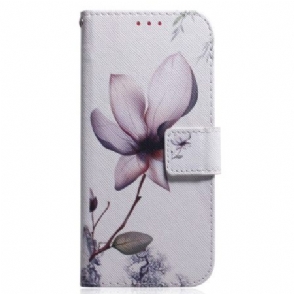Leren Hoesje Voor Realme C55 Roze Bloem
