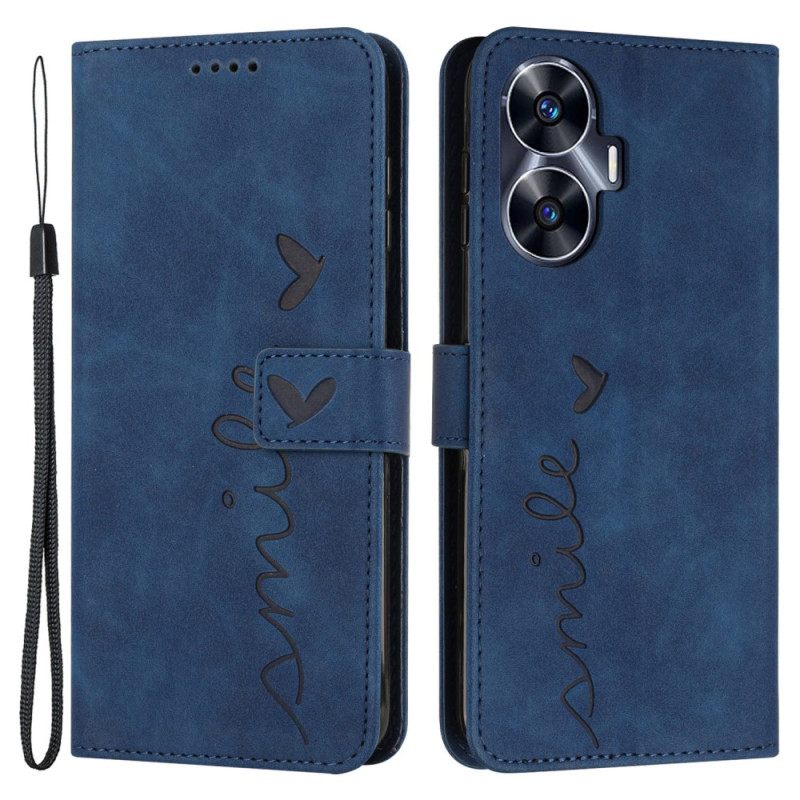 Leren Hoesje Voor Realme C55 Smile Met Koord