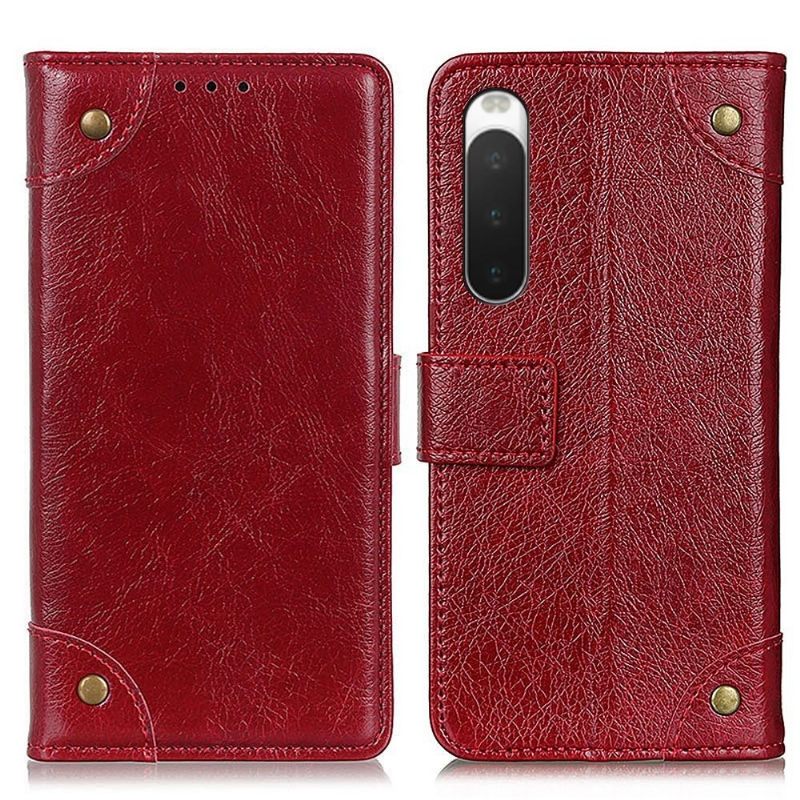 Cover voor Sony Xperia 10 IV Simon Kunstleer Klinknagels