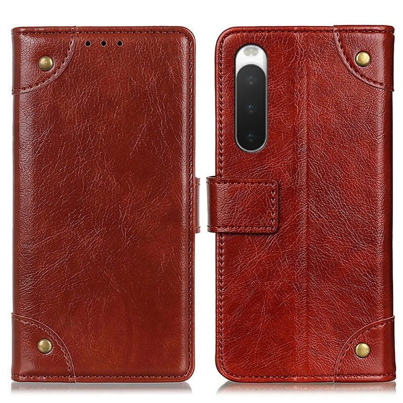 Cover voor Sony Xperia 10 IV Simon Kunstleer Klinknagels