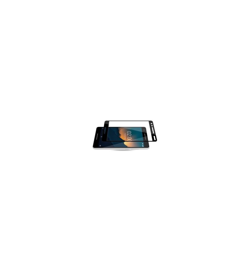 Nokia 2.1 - Schermbeschermer Van Gehard Glas Op Ware Grootte - Zwart