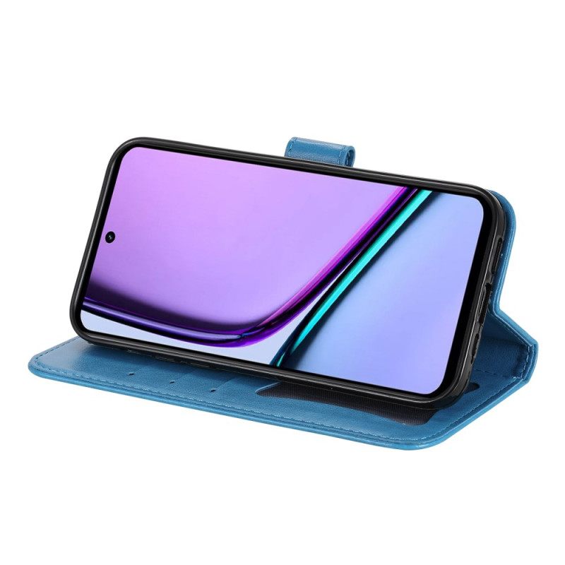 Leren Hoesje Voor Realme C67 Bloemenpatroon Met Bandje