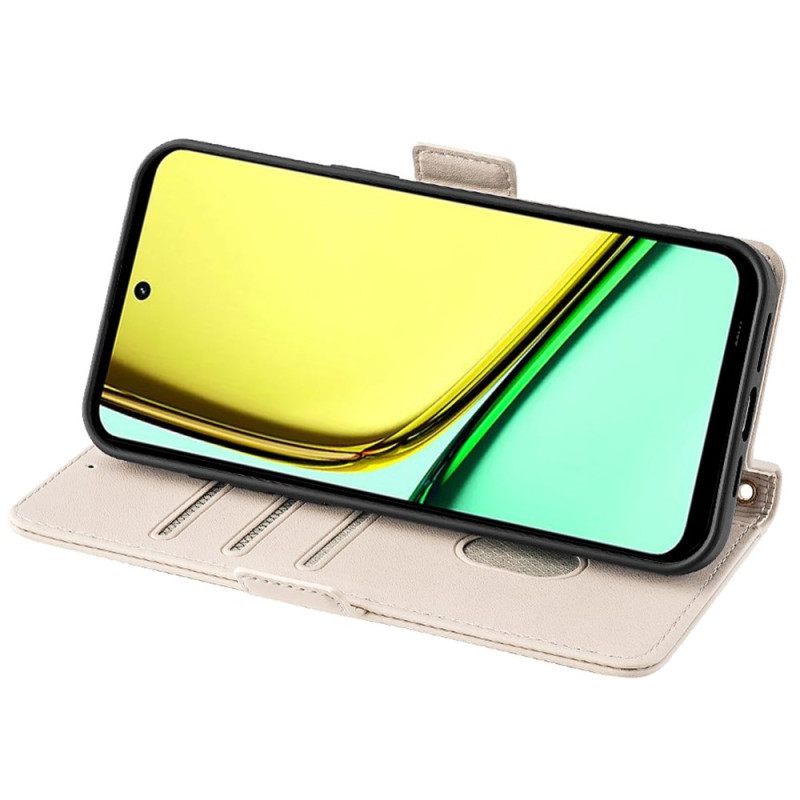 Leren Hoesje Voor Realme C67 Gouden Ketting