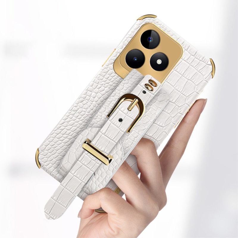 Case Hoesje Realme C53 Telefoonhoesje Armbandsteun Met Krokodillenprint