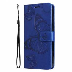 Flip Case Leren Realme C53 Reusachtige Vlinders Met Bandje