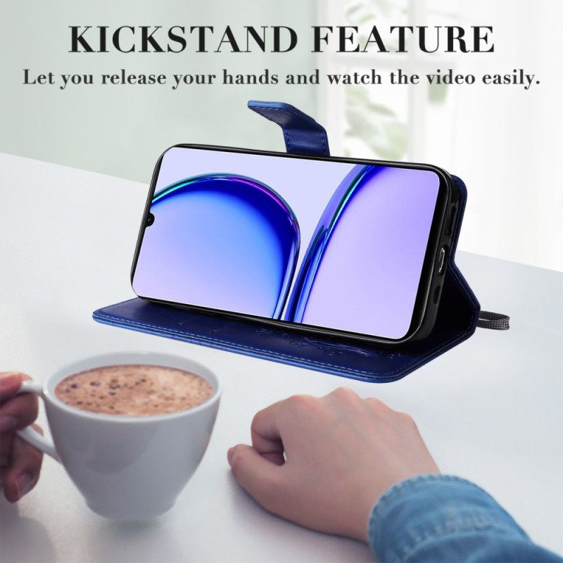 Flip Case Leren Realme C53 Reusachtige Vlinders Met Bandje