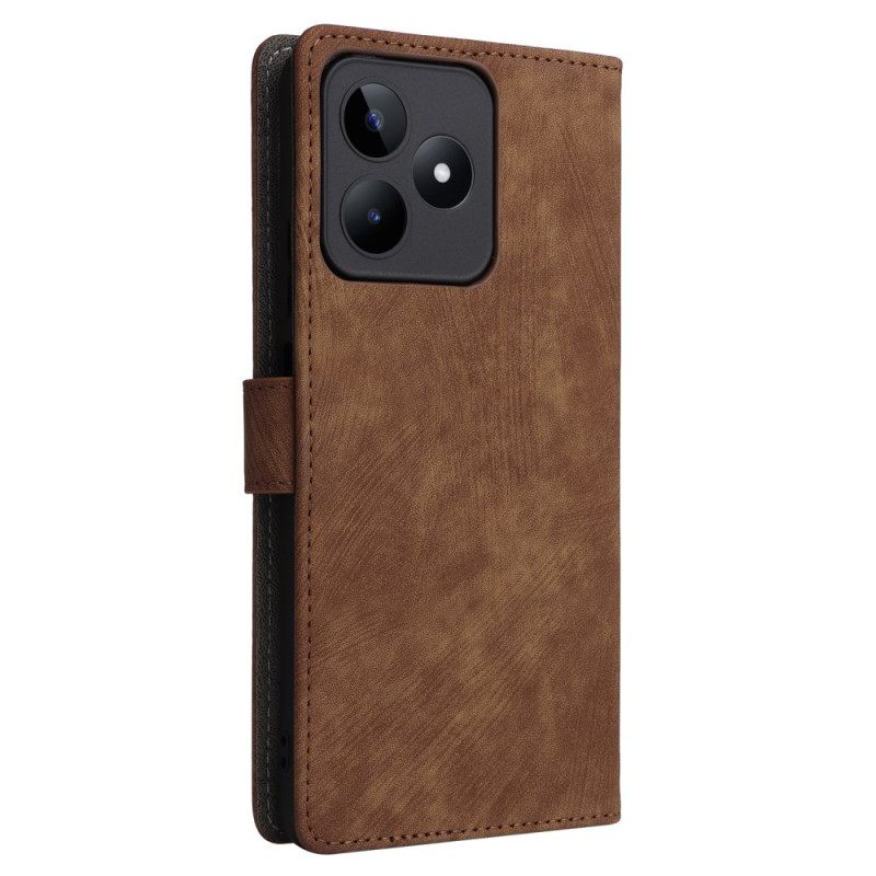 Flip Case Leren Realme C53 Rfid-bescherming Met Koord