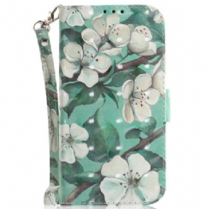 Folio-hoesje Realme C53 Houder Met Aquarelbloemen En Koord