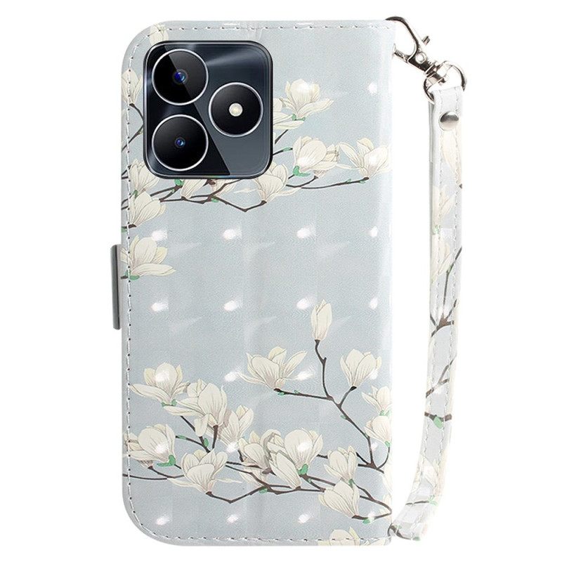 Folio-hoesje Realme C53 Houder Met Magnolia En Koord